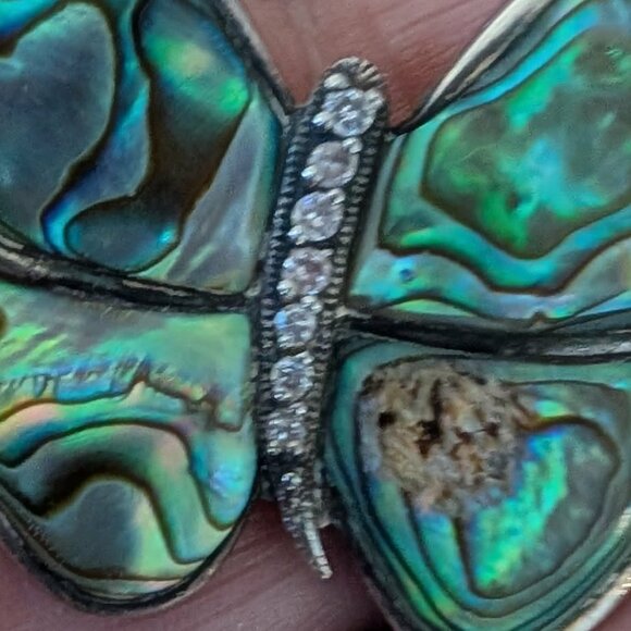 Sterling Silver Abalone Butterfly Necklace - Picture 2 of 7